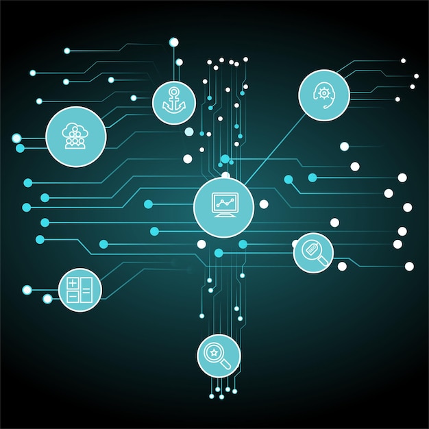 computer chip electronic circuit board vector for technology and finance concept and education