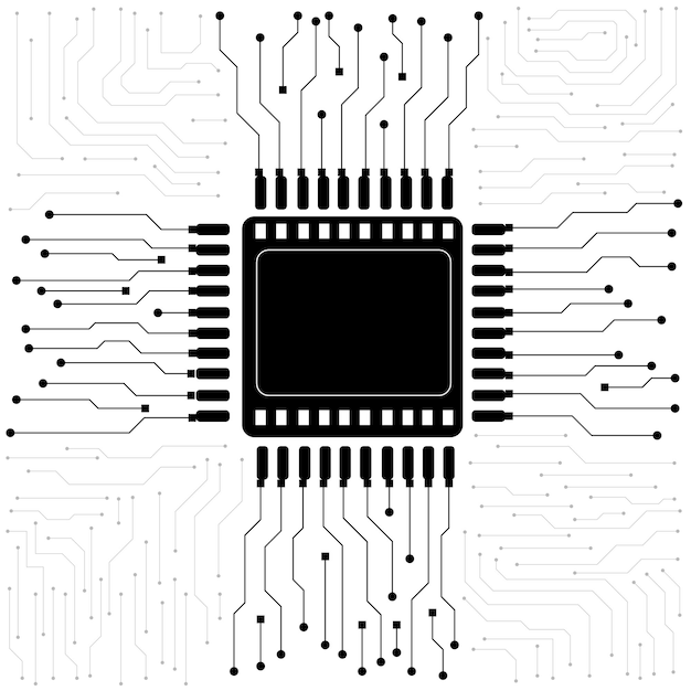 computer chip electronic circuit board vector for technology and finance concept and education