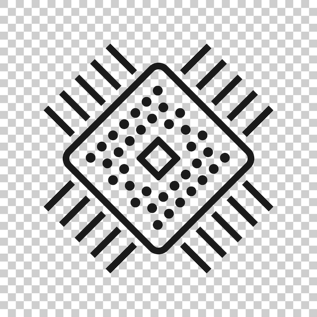 Computer cpu icon in flat style Circuit board vector illustration on white isolated background Motherboard chip business concept