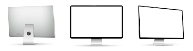 Computer display on three sides with blank screen
