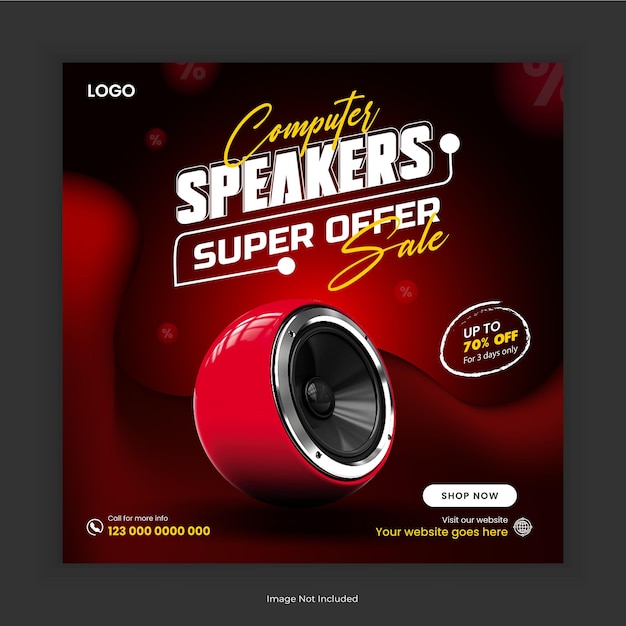 Computer Gadget and sound speaker special offer social media post banner design or black Friday sale