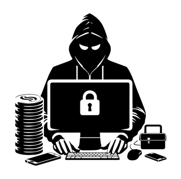 computer hacker silhouette vector illustration