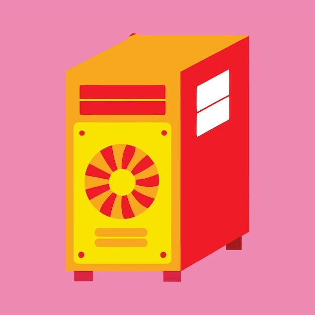 Computer Hardware Components Parts and Devices Featuring Computer Cabinet Case Vector Style Illustra
