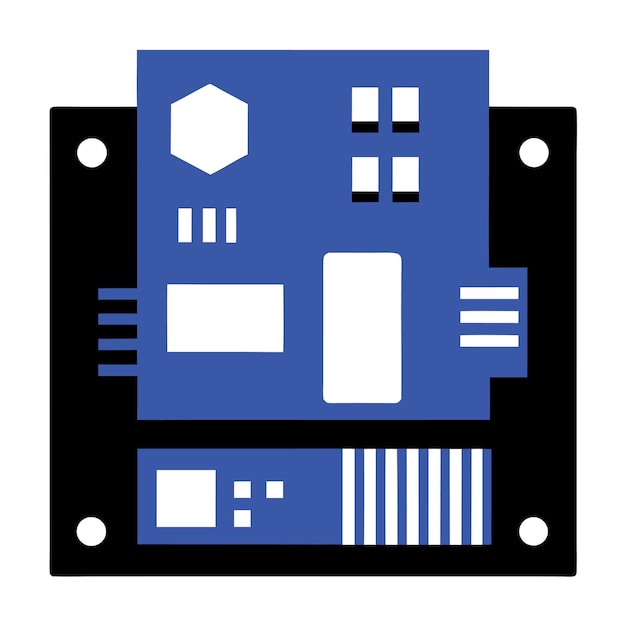 Computer Hardware Components Parts and Devices Featuring Motherboard Vector Style Illustration