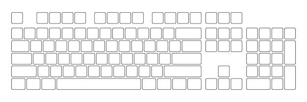 Computer keyboard button layout template for graphic use Modern computer keyboard Vector illustration