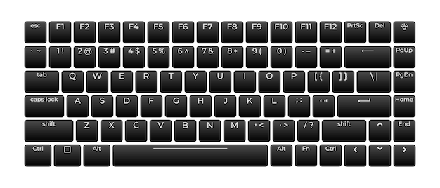 Computer keyboard button layout template with letters for graphic use Modern computer keyboard Vector illustration