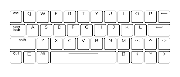 Computer keyboard button layout template with letters for graphic use Modern computer keyboard Vector illustration
