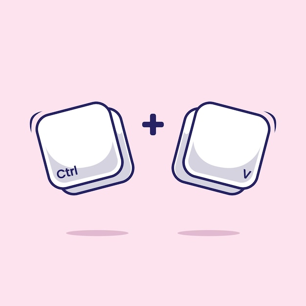 Computer keyboard combination shortcut Ctrl V icon for fast typing technology program on programming