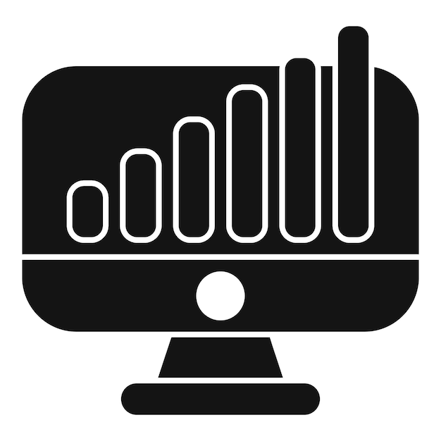 Computer monitor displaying growing bar chart icon