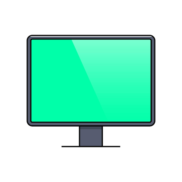 Computer monitor with blank screen thin line icon Lcd display isolated on white background symbol Modern digital device vector illustration Blank computer monitor with copyspace outline pictogram