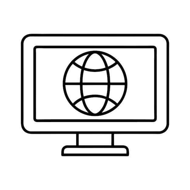 Computer Monitor with Internet Globe Icon