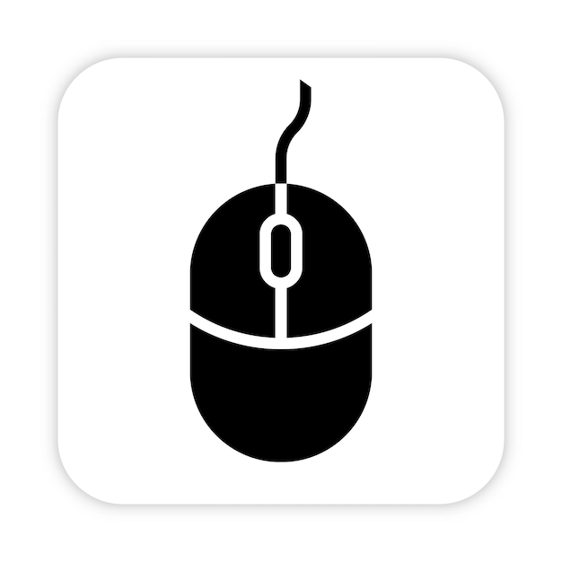 Computer mouse black silhouette icon isolated on white