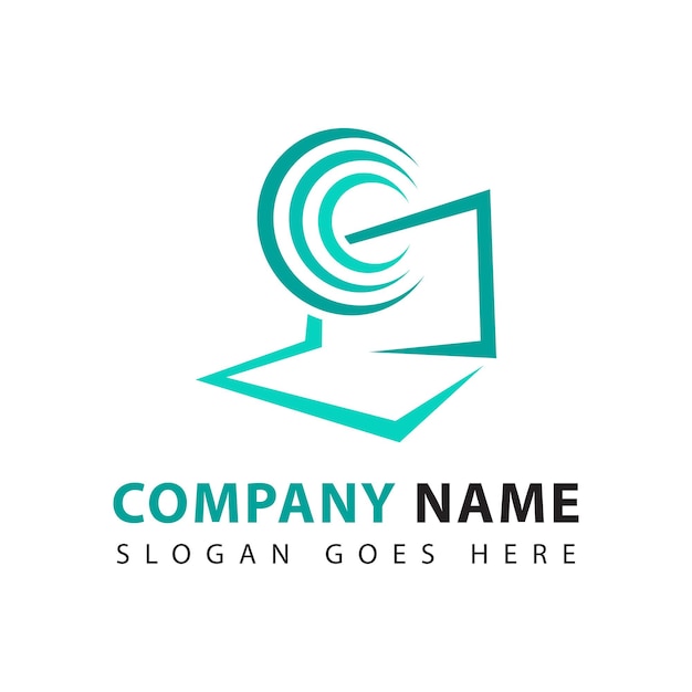 Computer network logo design template Hardware and software icons