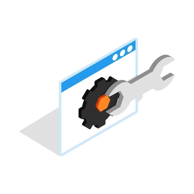 Computer repair icon in isometric 3d style on a white background