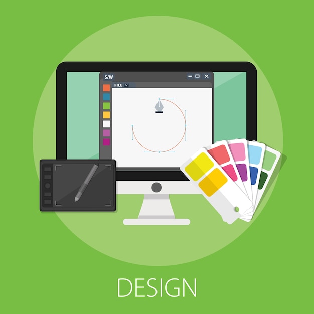 Computer screen with art design & drawing