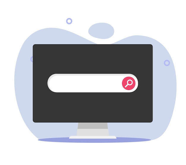 Computer search engine web site icon graphic illustration website browse field bar on pc screen