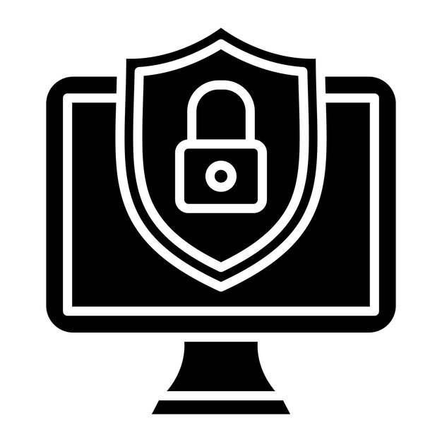 Computer Security Glyph Solid Black Illustration