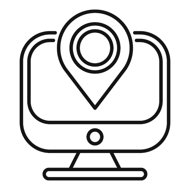 Computer showing location pin icon for online ordering