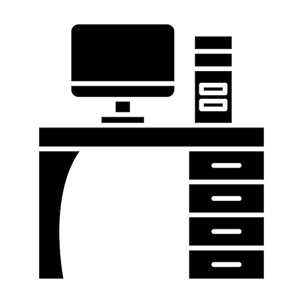computer table glyph solid black illustration