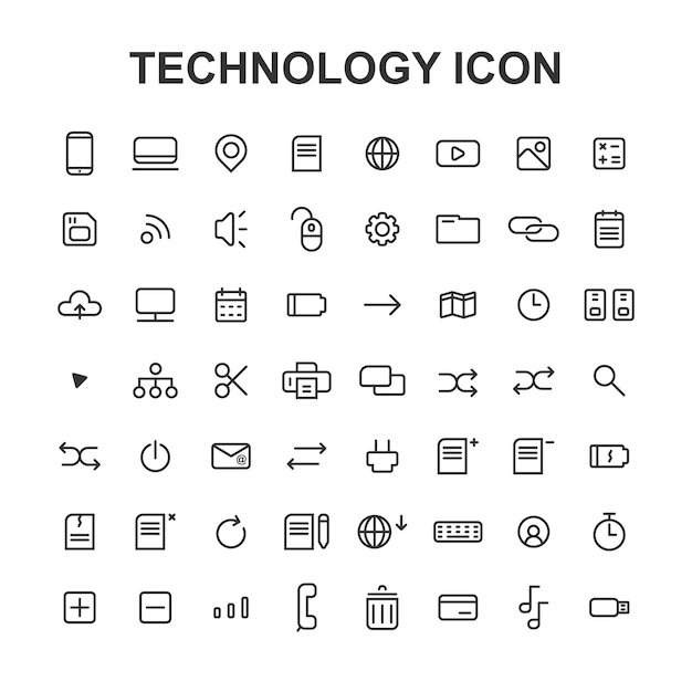 computer technology icon design in simple and cool style