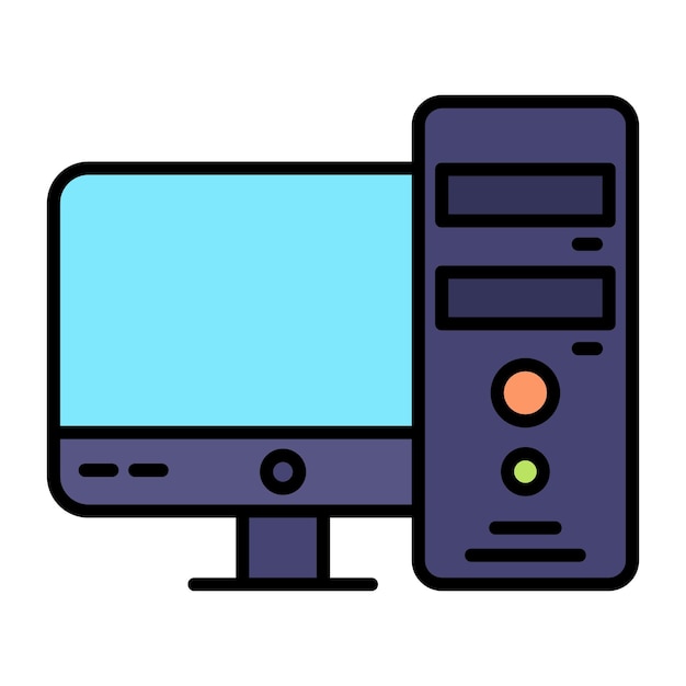 Computer Tower Flat Illustration