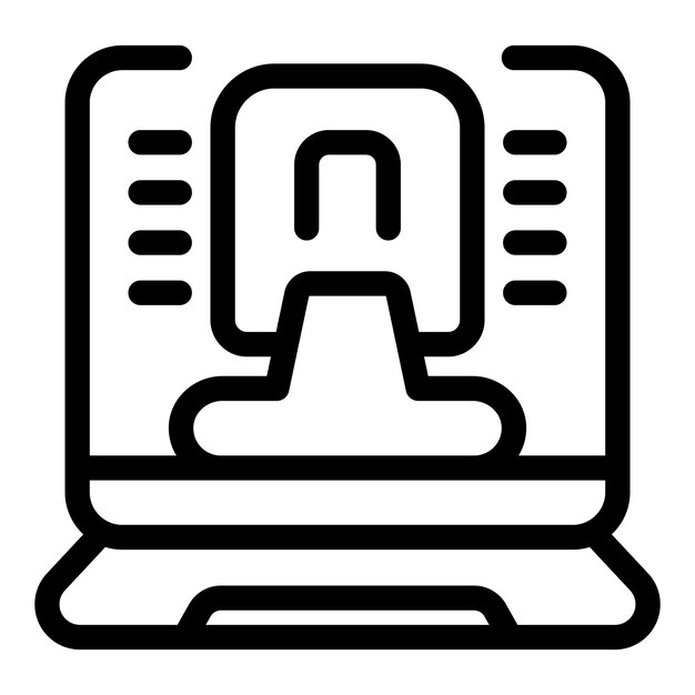 Computer user working from home using laptop icon