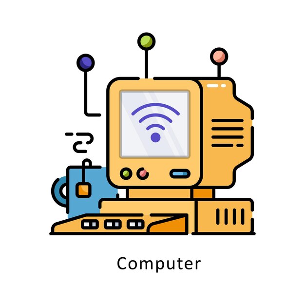 Computer Vector Filled outline Icon Design illustration Symbol on White background EPS 10 File