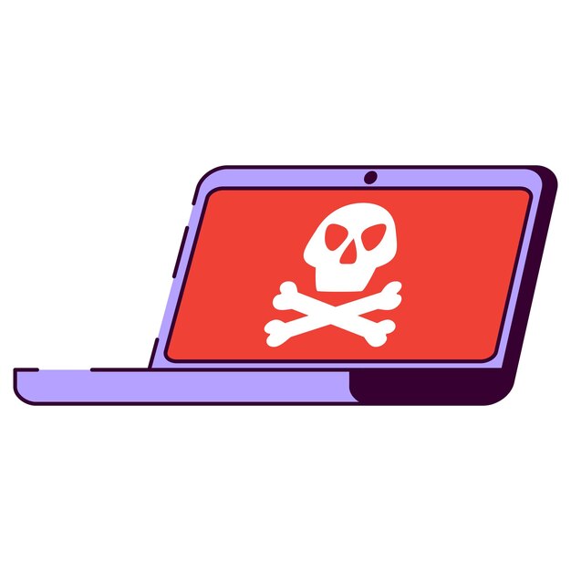 computer virushacker attackmalware spreadcyber attack skullransomware threathacking a laptop
