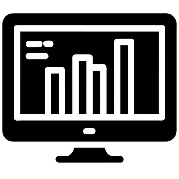 computer with graph pictogram