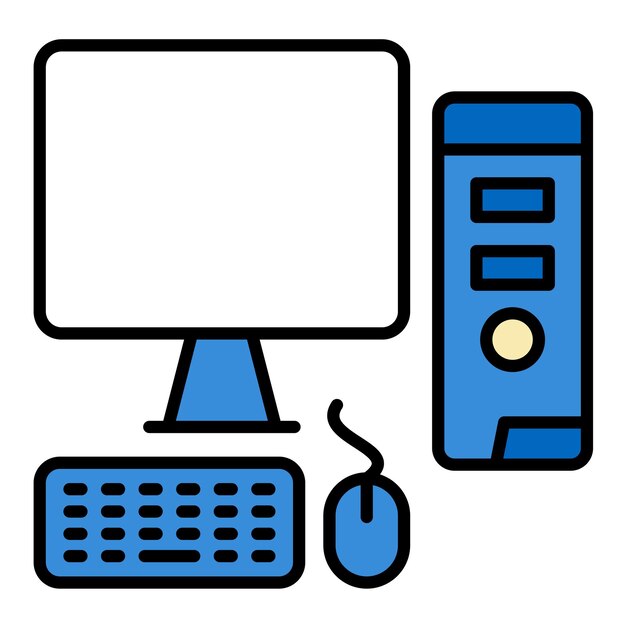 Computer Workstation Flat Illustration