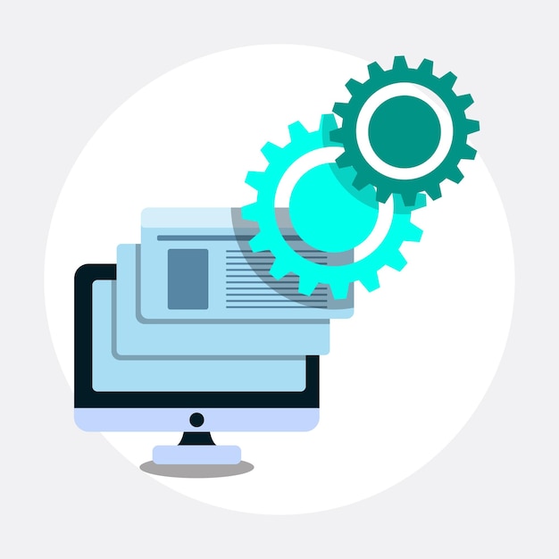 computerbehandling fladt design skabelon desktop gear
