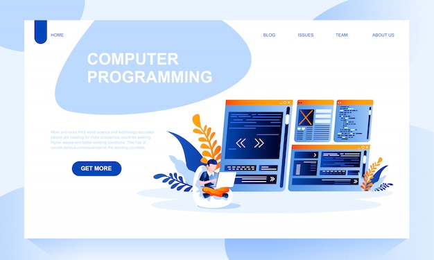 Computerprogrammering landingsside skabelon med header