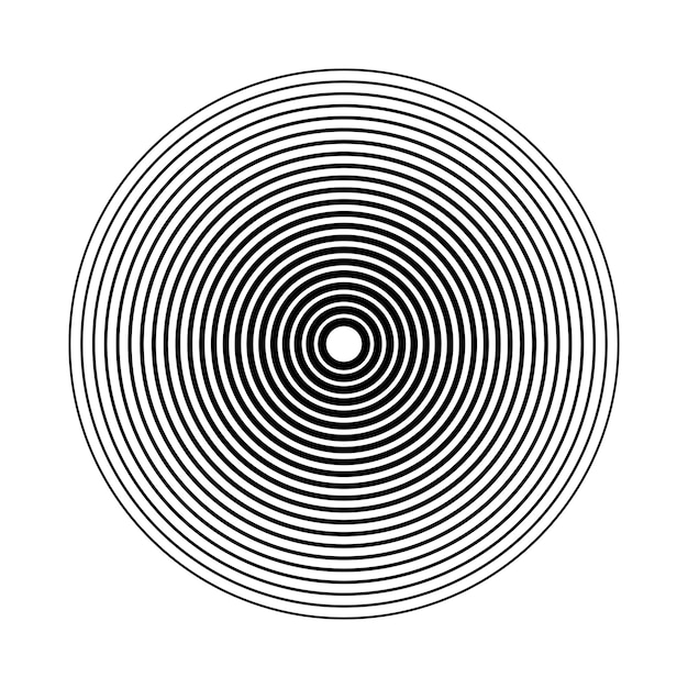 Concentric circle elements spaced concentric circle rings sound wave line in a circle concept