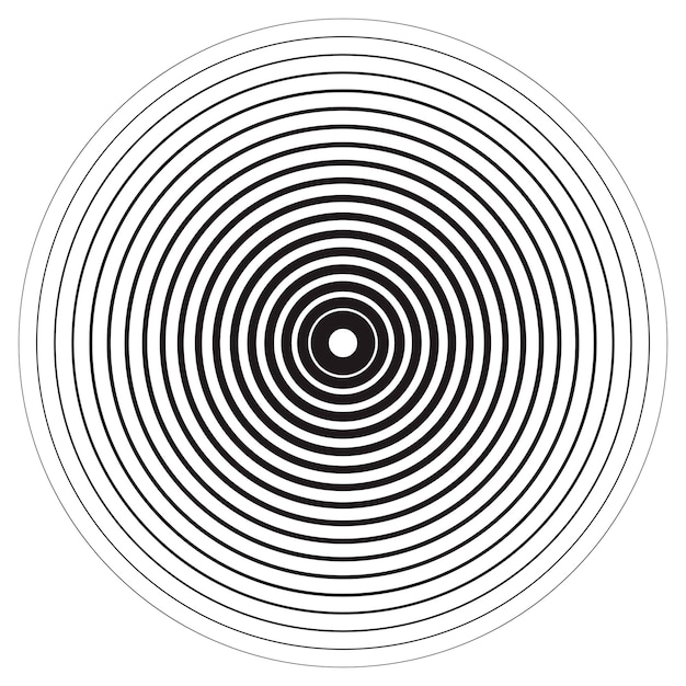 concentric linear circles, neutral round element. halftone outline element