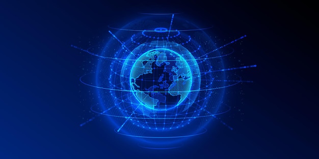 concept global planet earth point black background
