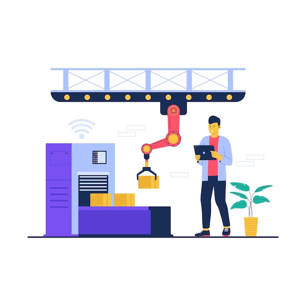 concept illustration of manufacturing industry automation technology