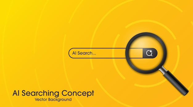 Concept of Artificial intelligence Chatbot and AI Assistant Search engine bar and magnifying glass Input prompt as commands for search and analysis by AI Vector illustration