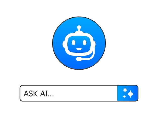 Concept of Artificial intelligence Chatbot and AI Assistant Search engine bar and Robot Input prompt as commands for search and analysis by AI Vector illustration