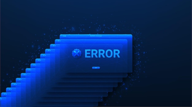 Concept of Error Popup Message User interface with polygonal window with system error UI warning m