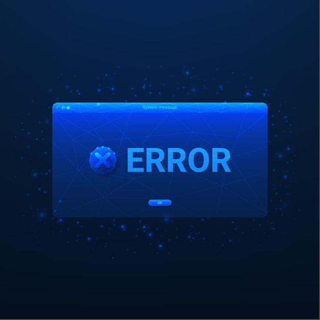 Concept of Error Warning Popup Message User interface with polygonal window with system error UI w
