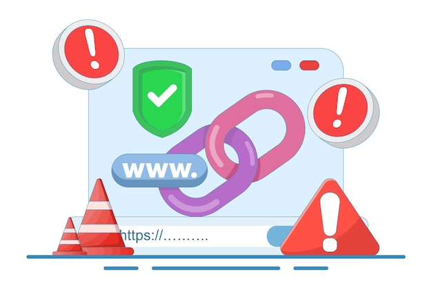 concept of protection system from malicious links or dangerous and suspicious url addresses