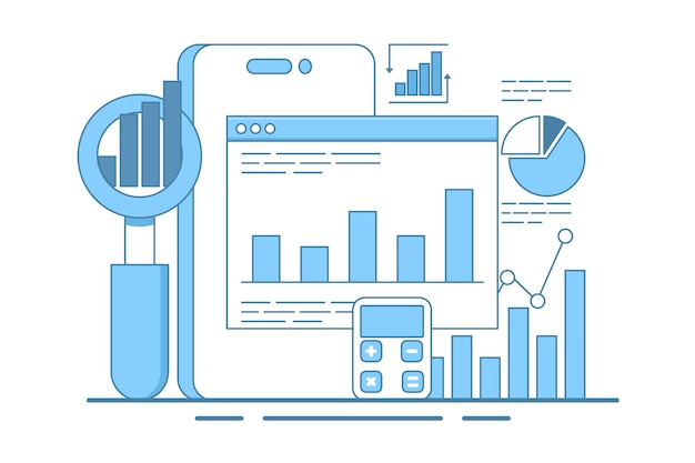Concept vector illustration about data analysis or business analysis or report dashboard monitor