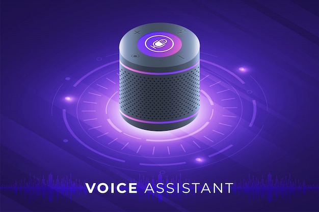   concept voice assistant internet of things. control everthing with speak to device. modern graphic . isometric  illustrate.