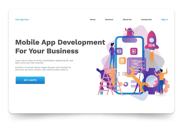 Concepts in Software Mobile App Development and IT Illustration