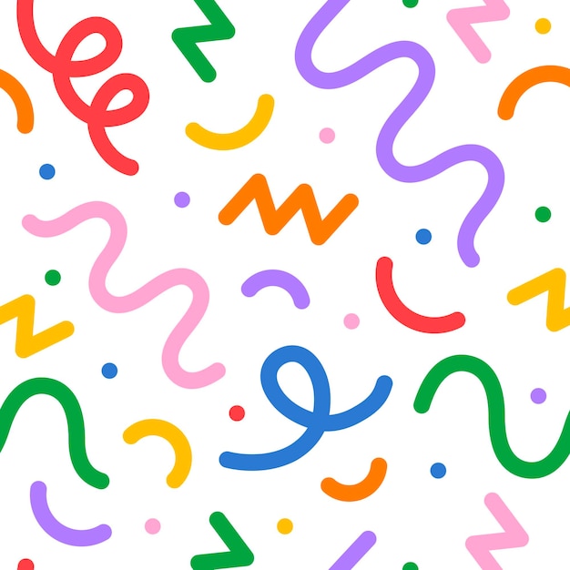 Confetti vector pattern Minimal line shape abstract kid celebrate birthday party background