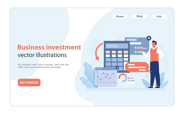 Confident businessman showcases financial tools for efficient business investment evaluating growth
