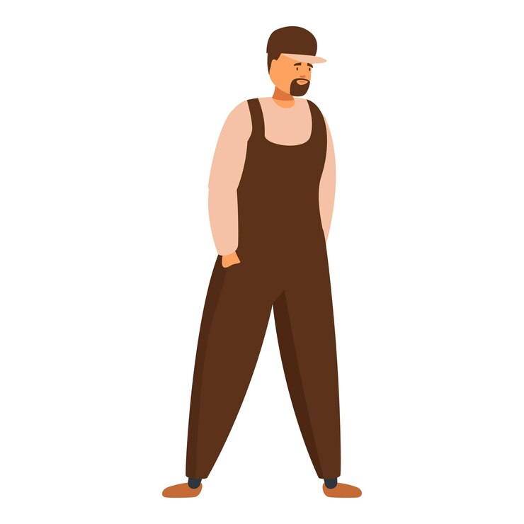 Vektör confident mechanic standing with hand in pocket