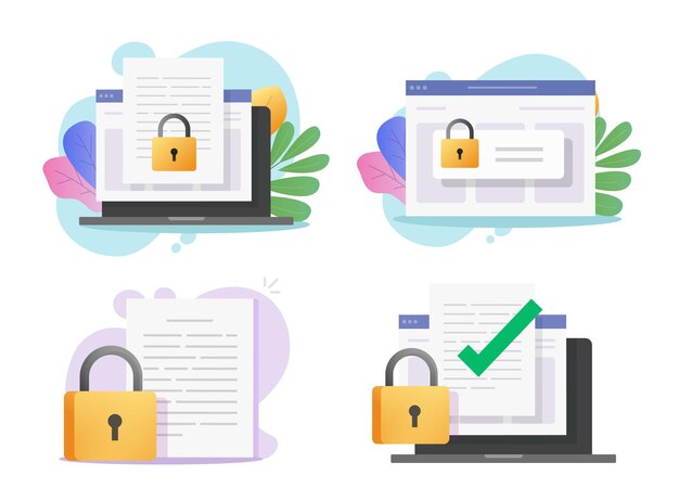 confidential secure online digital computer data on electronic document and secret protected access