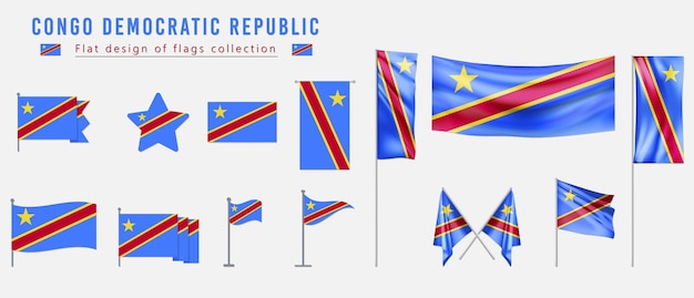 CONGO DEMOCRATIC REPUBLIC flag flat design of flags collection