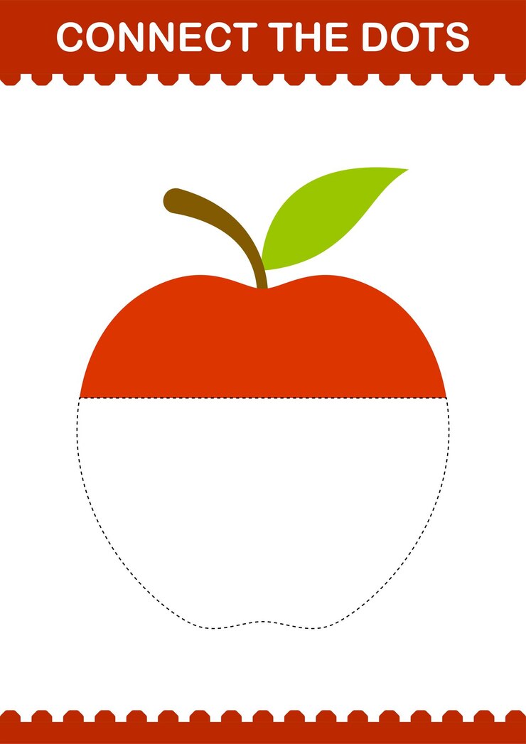 Vektör connect the dots apple worksheet for kids